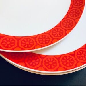 4 Winterling Bavaria Dinner Plates 9.5" Red Orange MCM Daisy Floral Boho